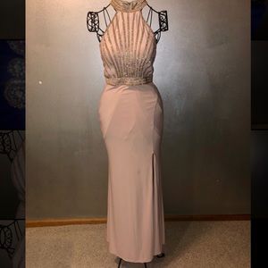 Dillard’s Light Pink Dress with Gold Trim